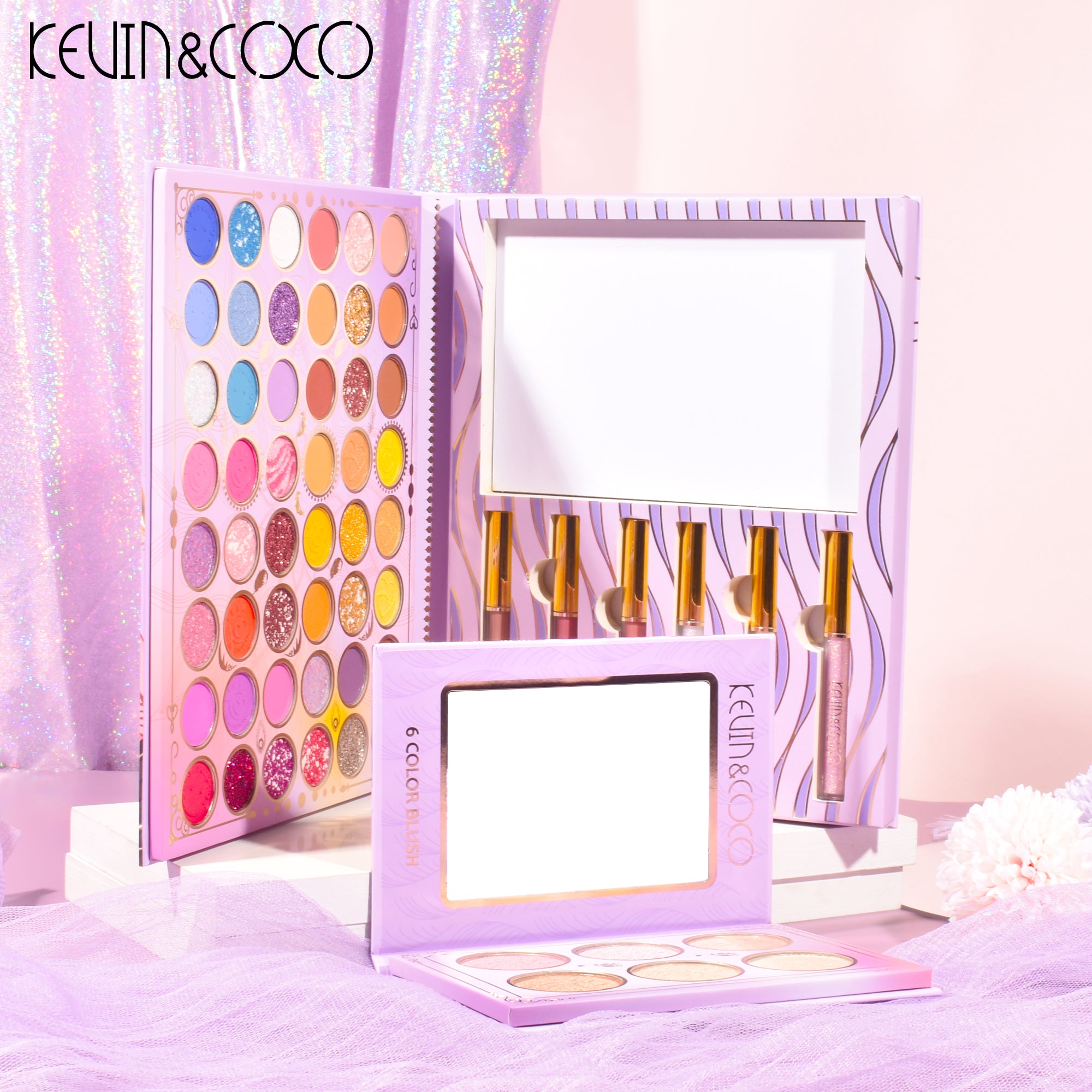 KEVIN&COCO Lux Glam 40 Color Eyeshadow & Lip Gloss Set