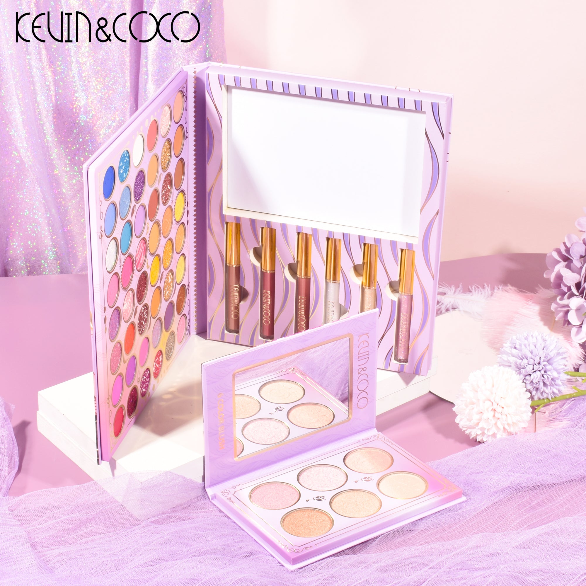 KEVIN&COCO Lux Glam 40 Color Eyeshadow & Lip Gloss Set