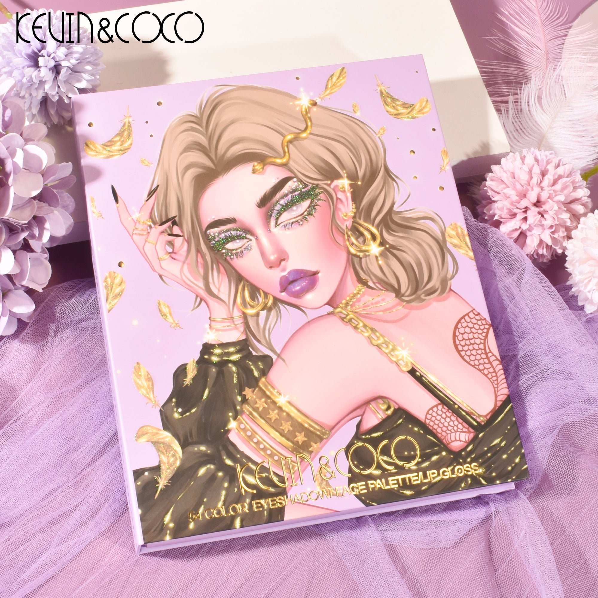 KEVIN&COCO Lux Glam 40 Color Eyeshadow & Lip Gloss Set
