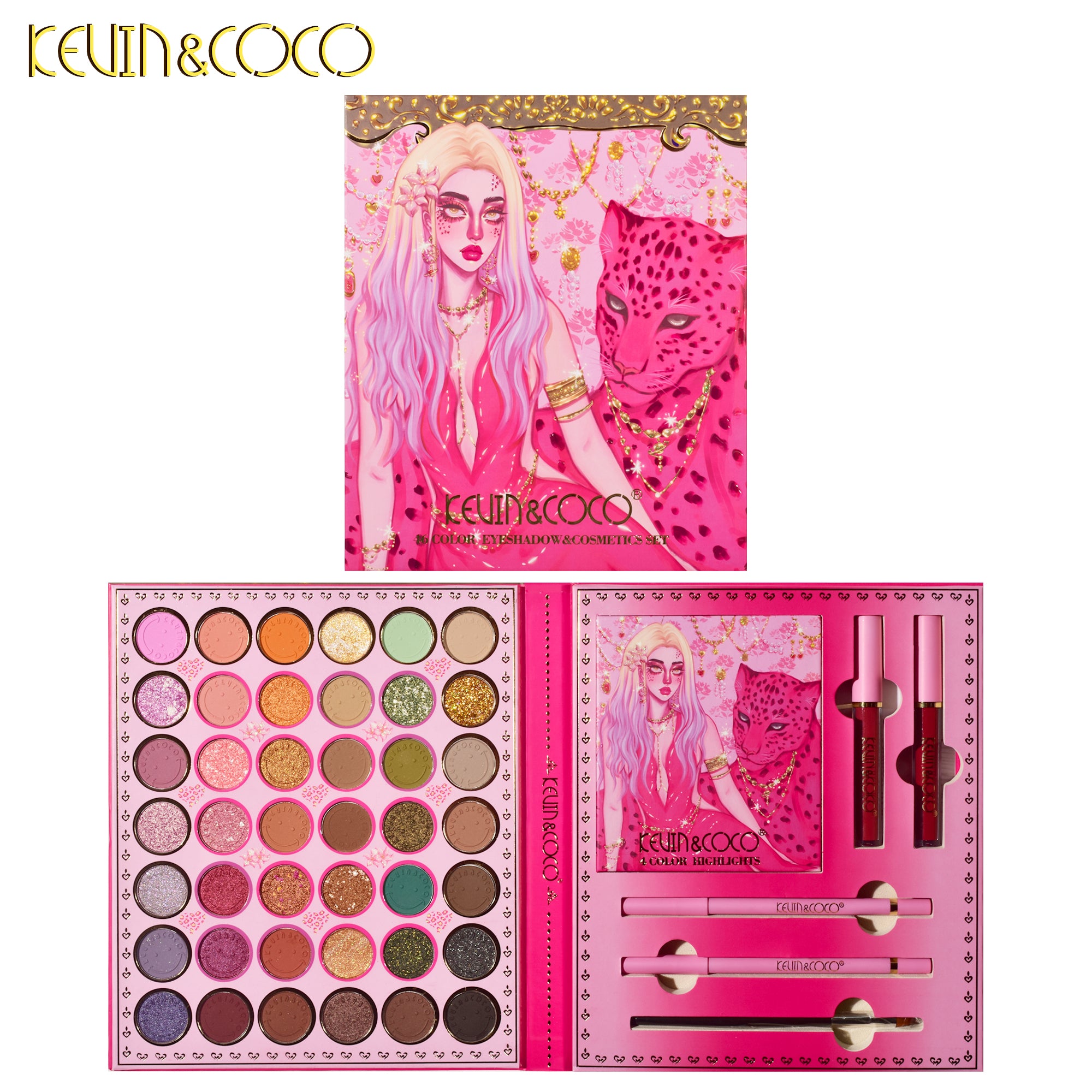 KEVIN&COCO Beauty & Beast 46 Color Eyeshadow & Cosmetic Set