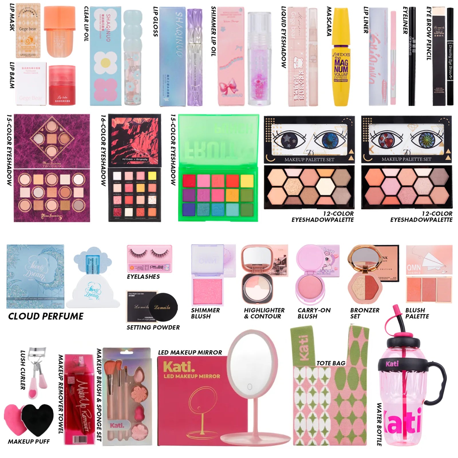 Map of all items in the Kati Beauty bundle
